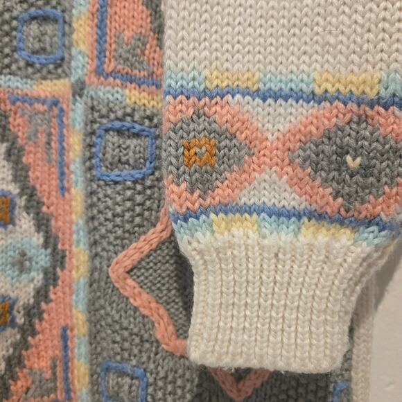 VTG Kitty Hawk Vivian Wang 80s 90s Oversized Wool Blend Chunky Geo Crewneck - S - Picture 5 of 7